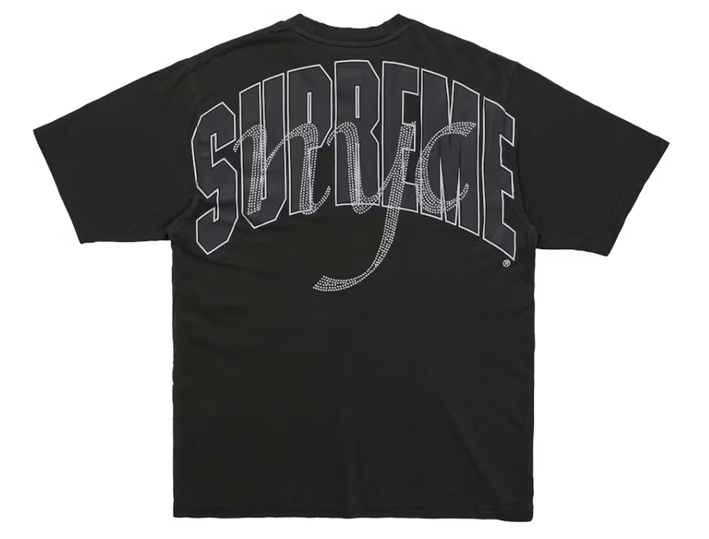 Supreme Rhinestone Script Tee "Black"
