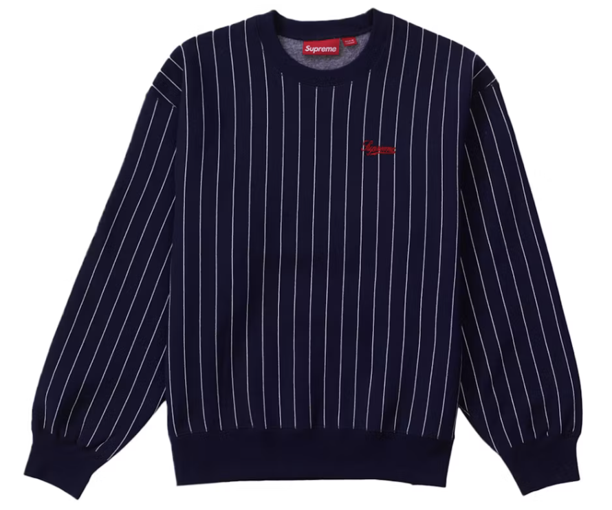 Supreme Pinstripe Crewneck "Navy"