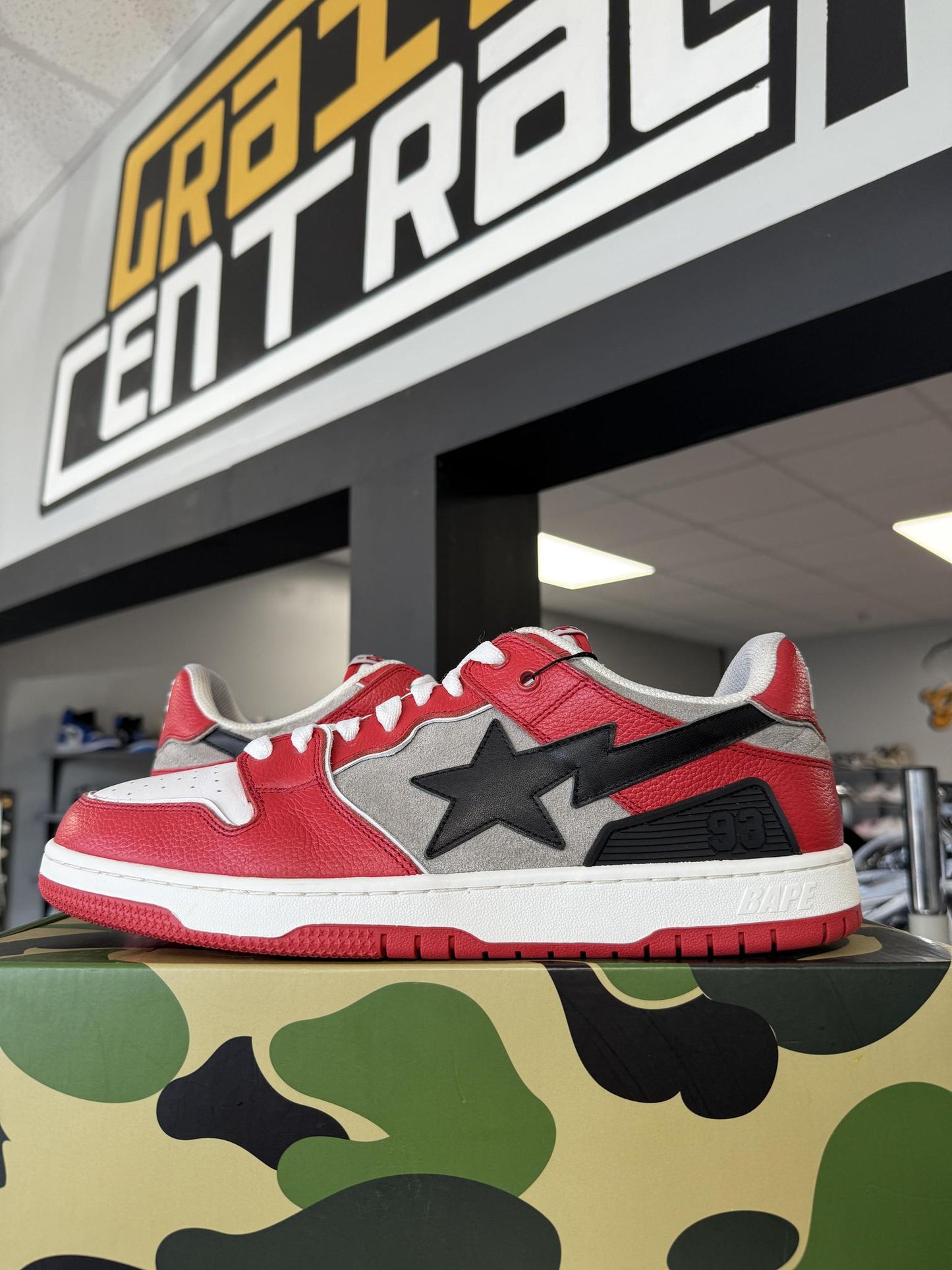 Bape Sk8 Sta "Red Grey" Used Size 12