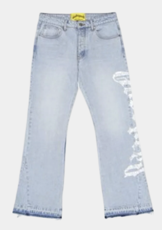 Godspeed Og Logo Blue Denim Flared Jeans