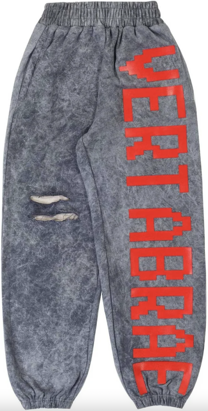 Vertabrae Distressed Sweatpants "Grey/Red"