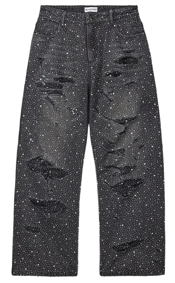 Who Decides War Motif Patched Denim