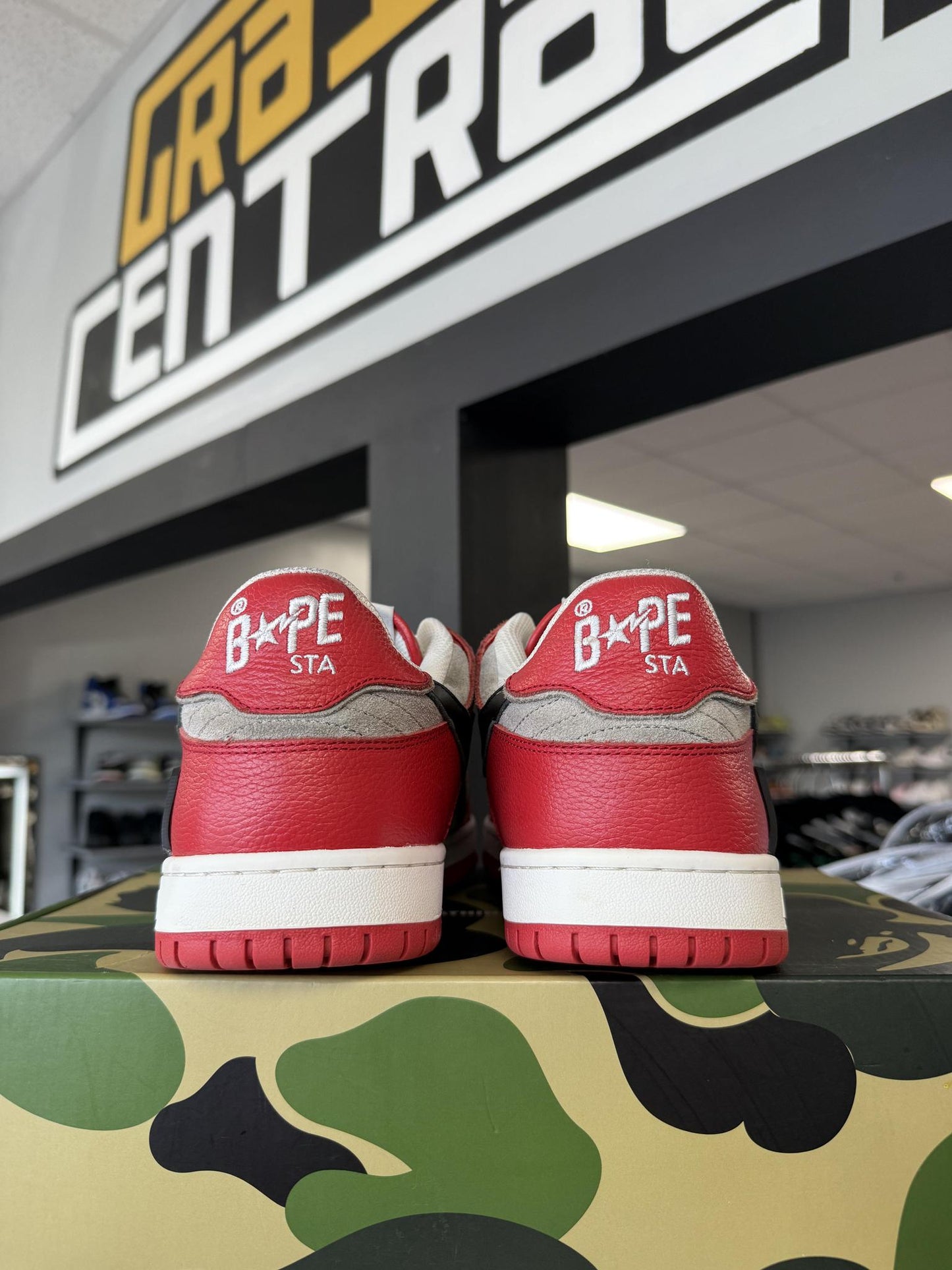Bape Sk8 Sta "Red Grey" Used Size 12