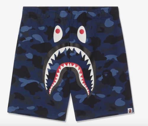 A Bathing Ape Camo Shark Shorts "Navy"