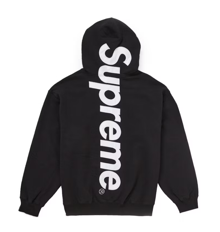 Supreme Satin Appliqué Hoodie "Black"