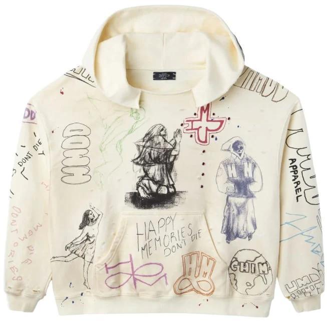 HMDD Sketch Rhinestone Hoodie "Cream/Multicolor"