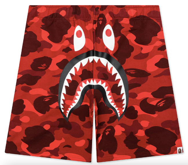 A Bathing Ape Camo Shark Shorts "Red"
