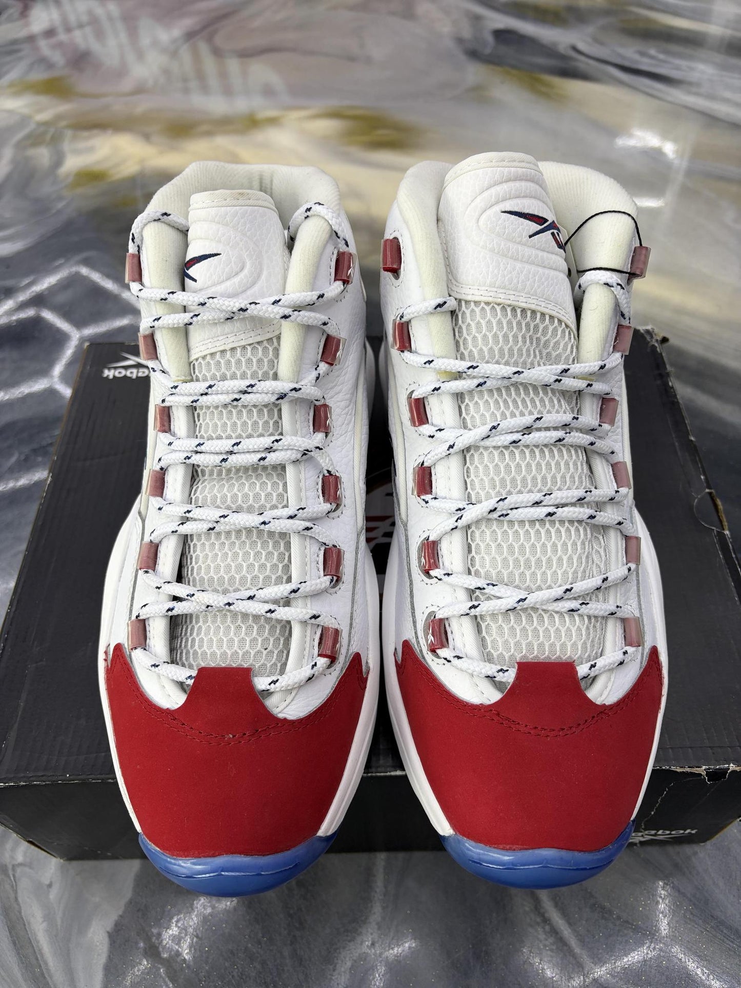 Reebok Question Mid "Red Toe" Used Size 10.5