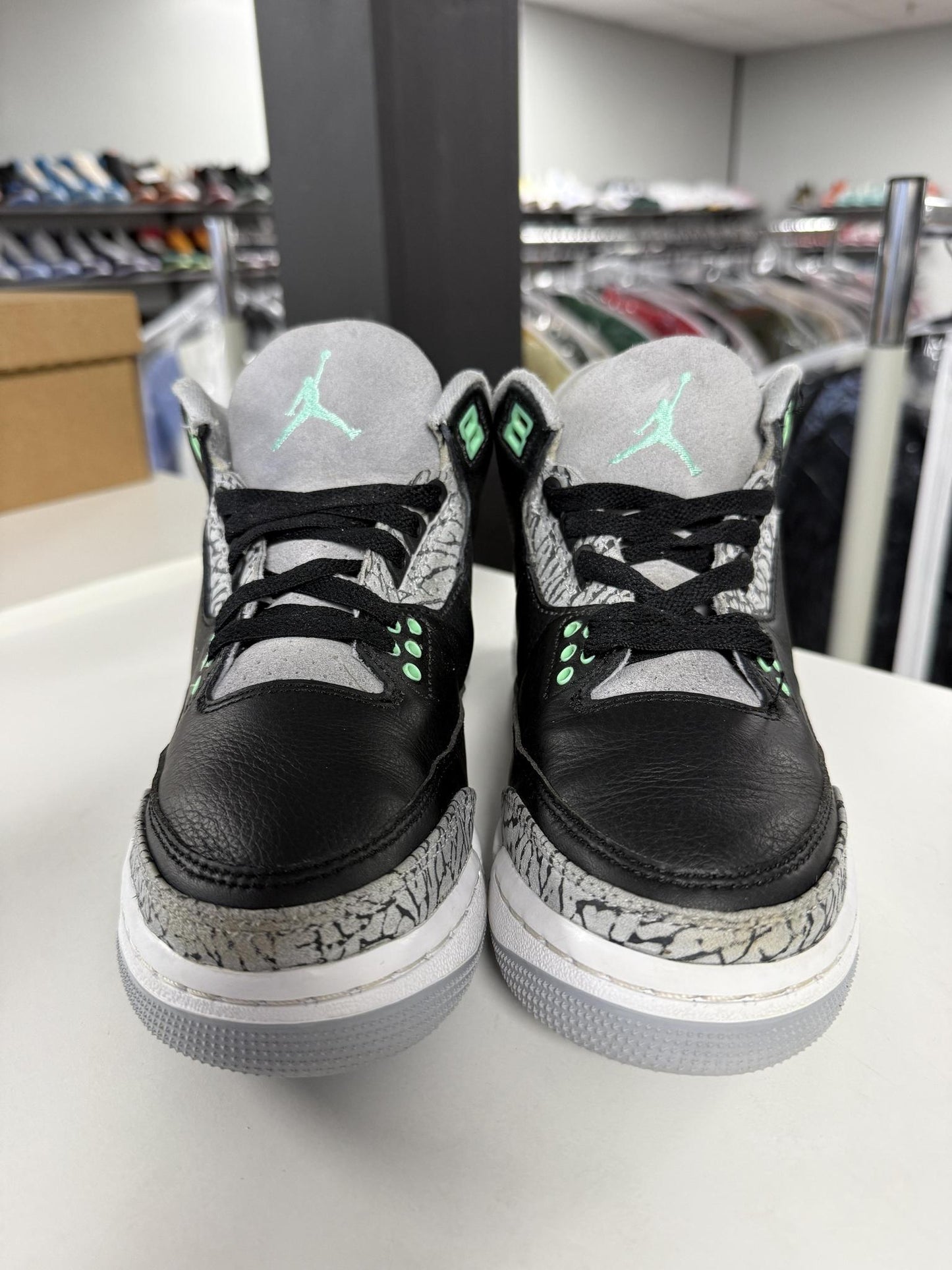 Jordan 3 "Glow Green" Used Size 5.5Y/7W