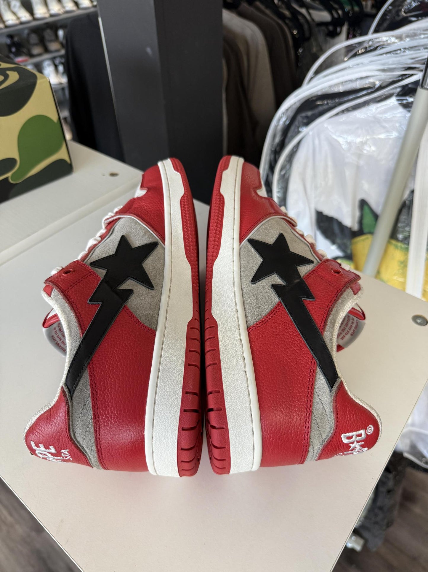 Bape Sk8 Sta "Red Grey" Used Size 12