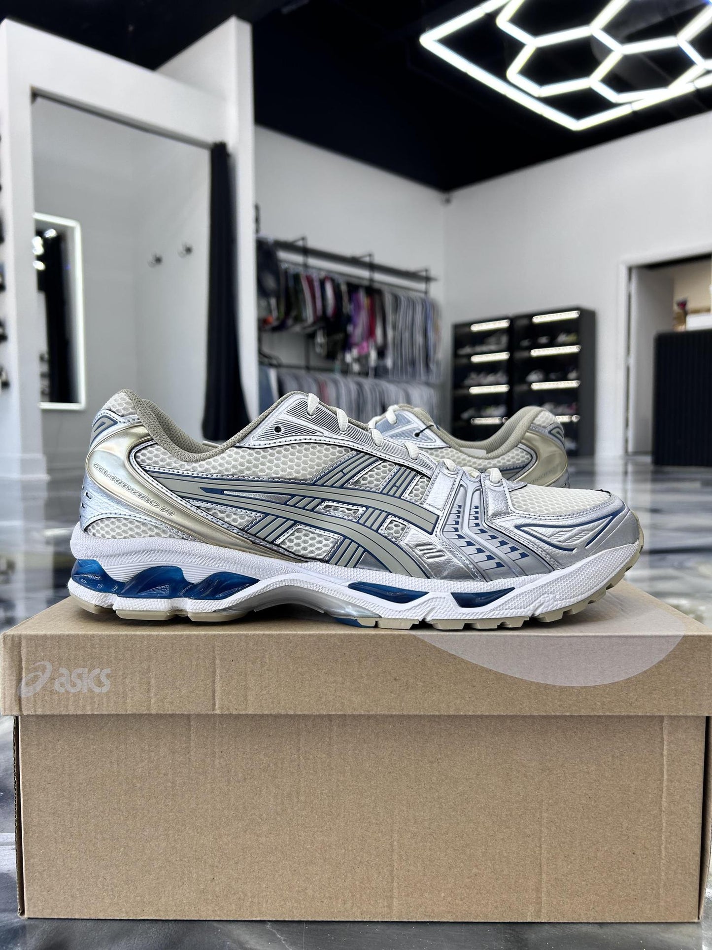 Asics Kayano 14 "Cream Pure Silver" Used Size 13