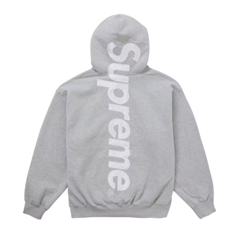 Supreme Satin Appliqué Hoodie "Grey"