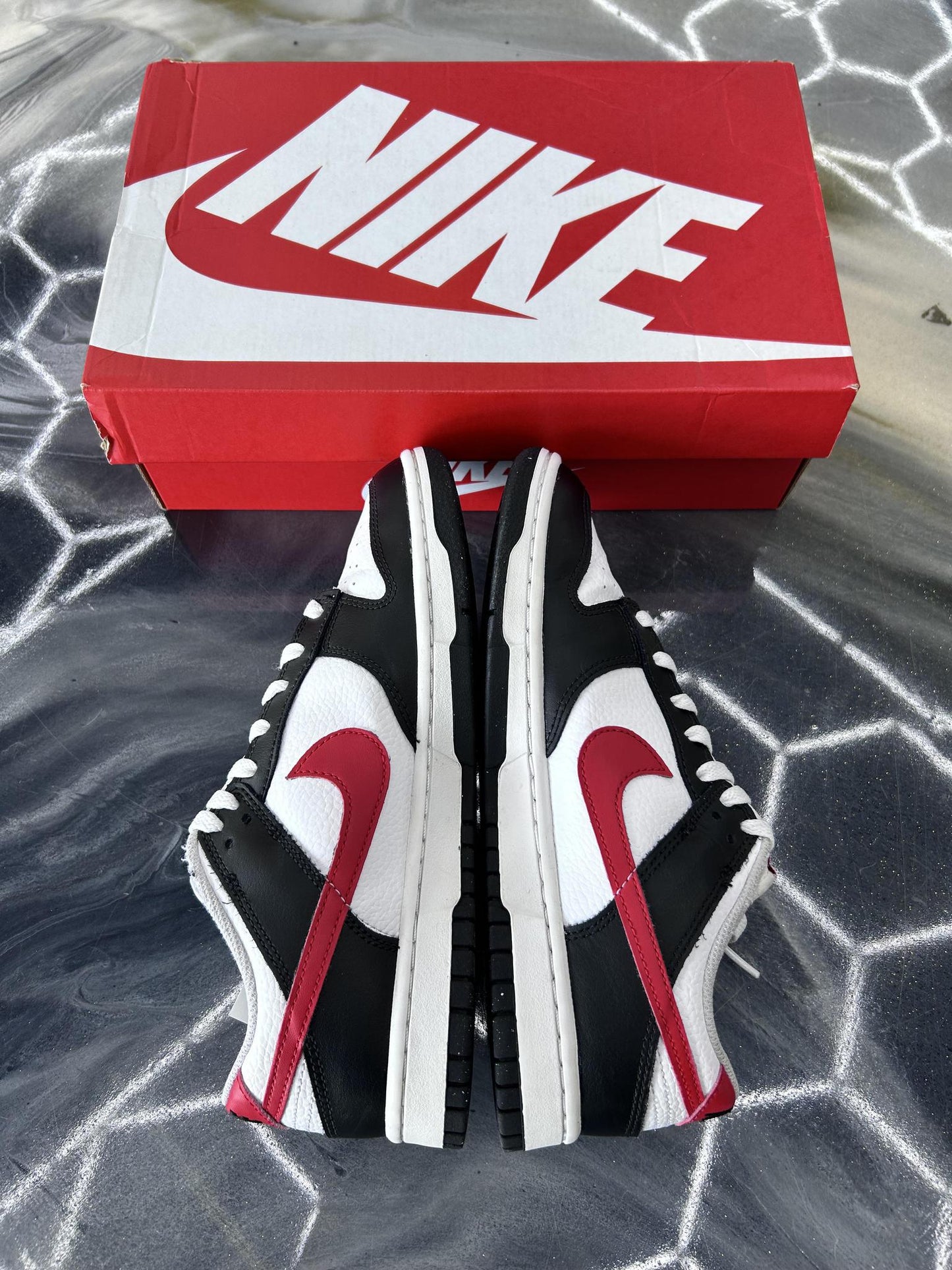 Nike Dunk Low "Black White Red" Used Size 8.5