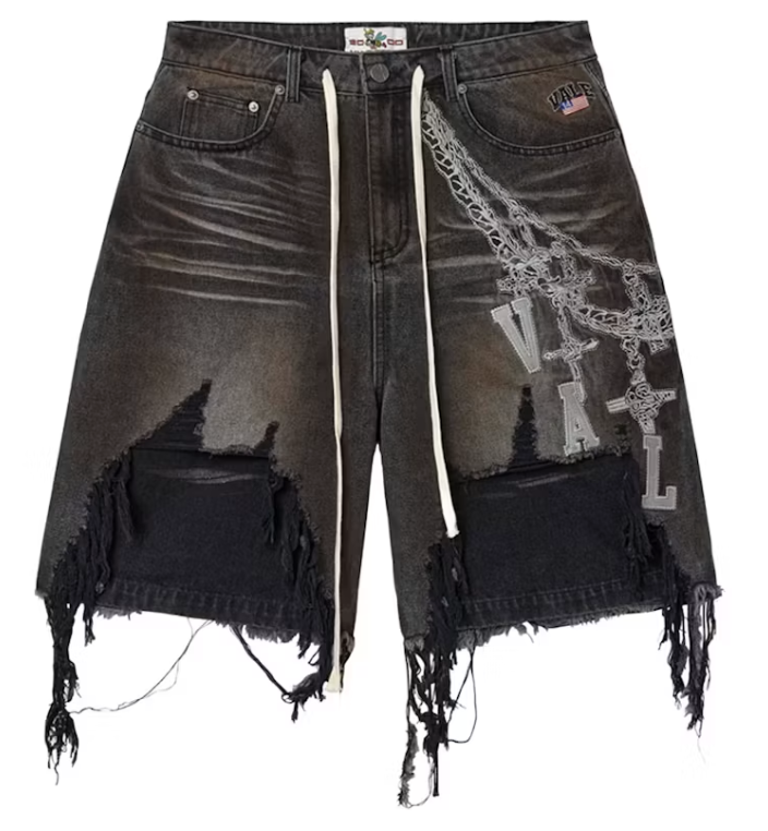 Vale Chain Denim Shorts "Blue"