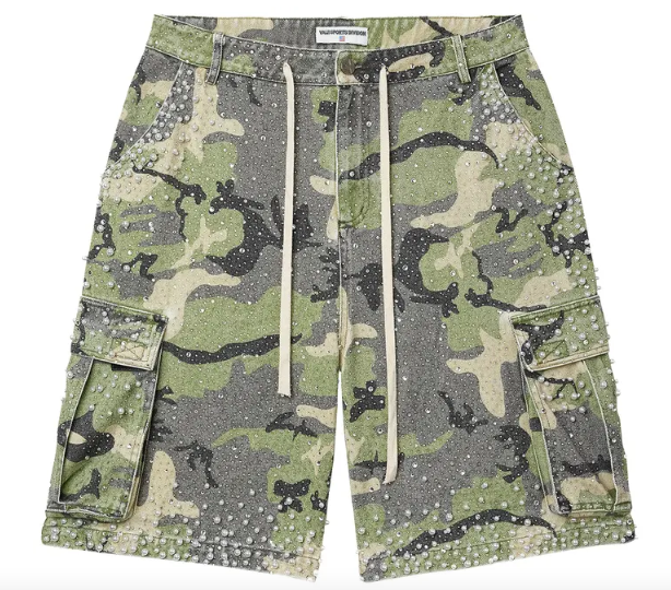 Vale Soulja Camo Jean Shorts "Green"
