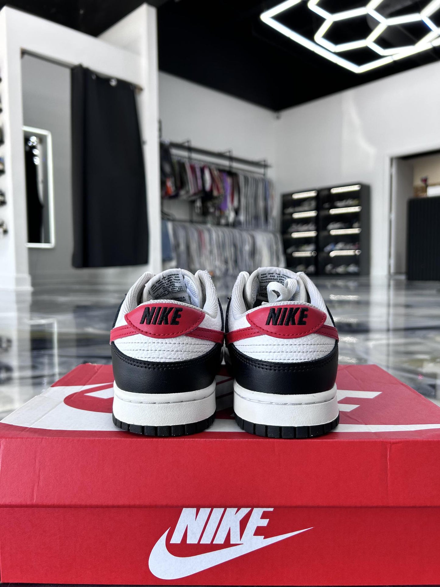 Nike Dunk Low "Black White Red" Used Size 8.5