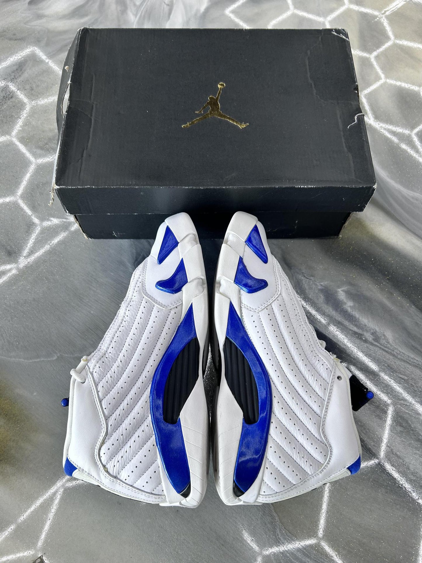 Jordan 14 "White Hyper Royal" Used Size 6.5Y/8W