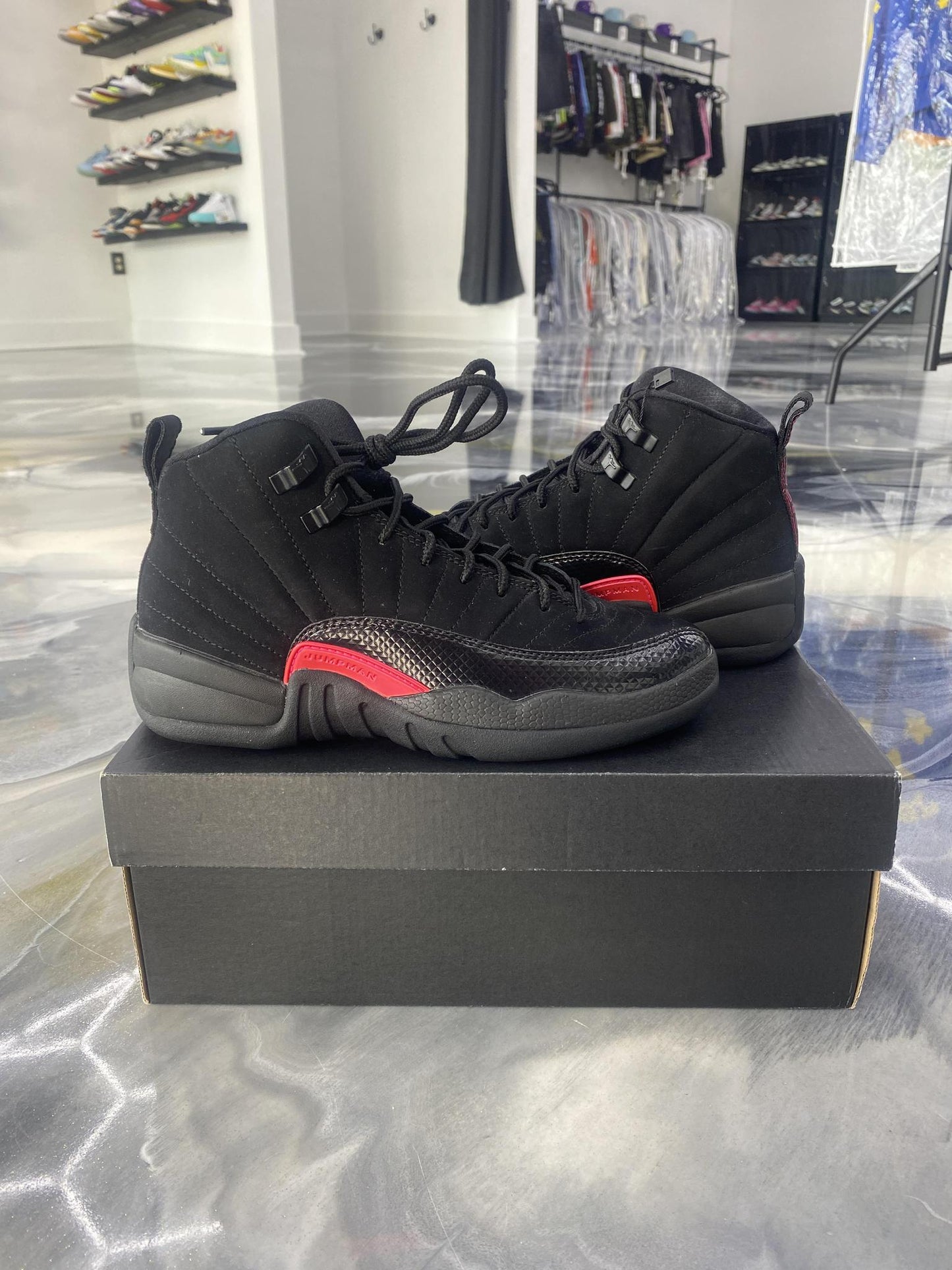Jordan 12 "Black Pink Rush" Used Size 5Y/6.5W