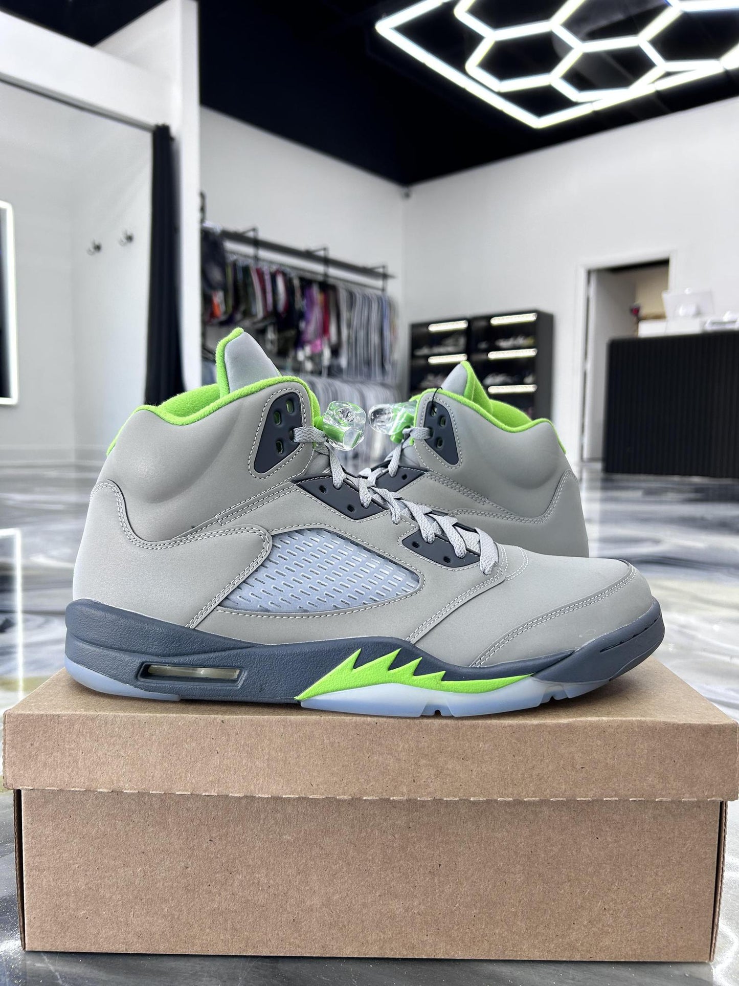 Jordan 5 "Green Bean" Used Size 14