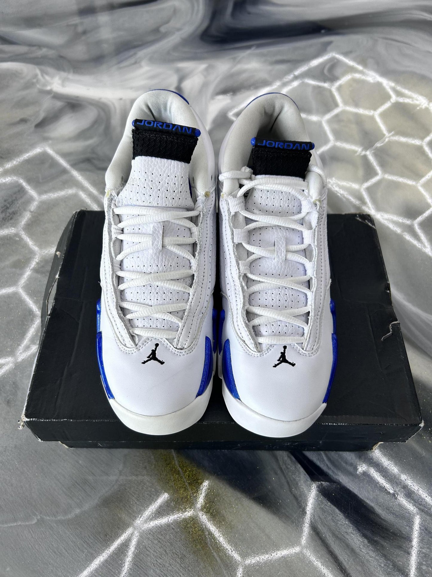 Jordan 14 "White Hyper Royal" Used Size 6.5Y/8W