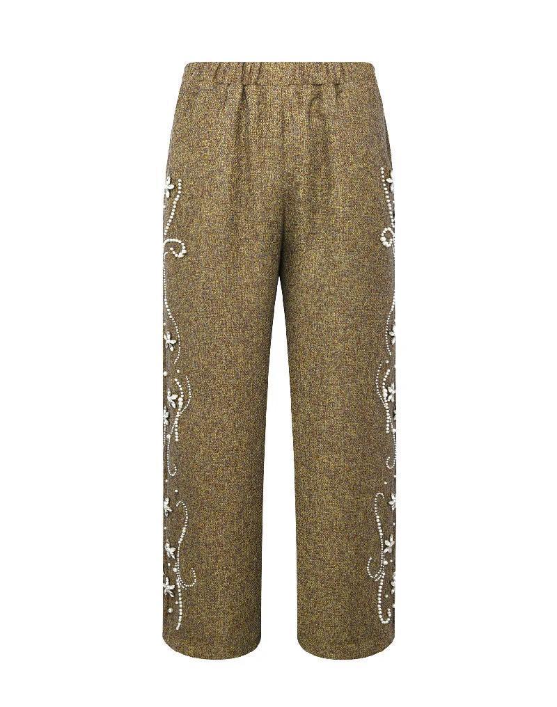 Birth Of A Royal Child Diamond Embellished Sweatpants "Green"