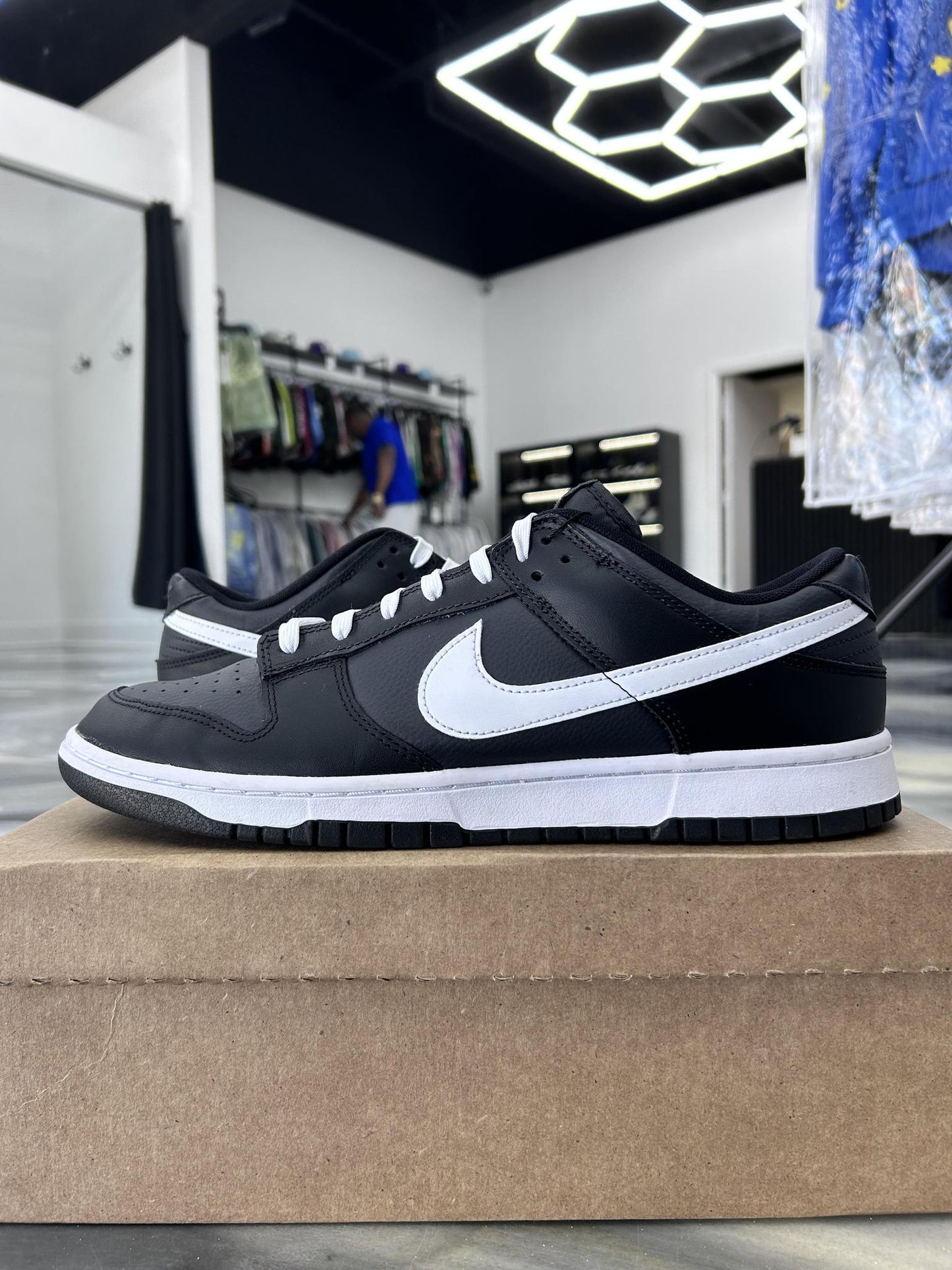 Nike Dunk Low "Black White" Used Size 13