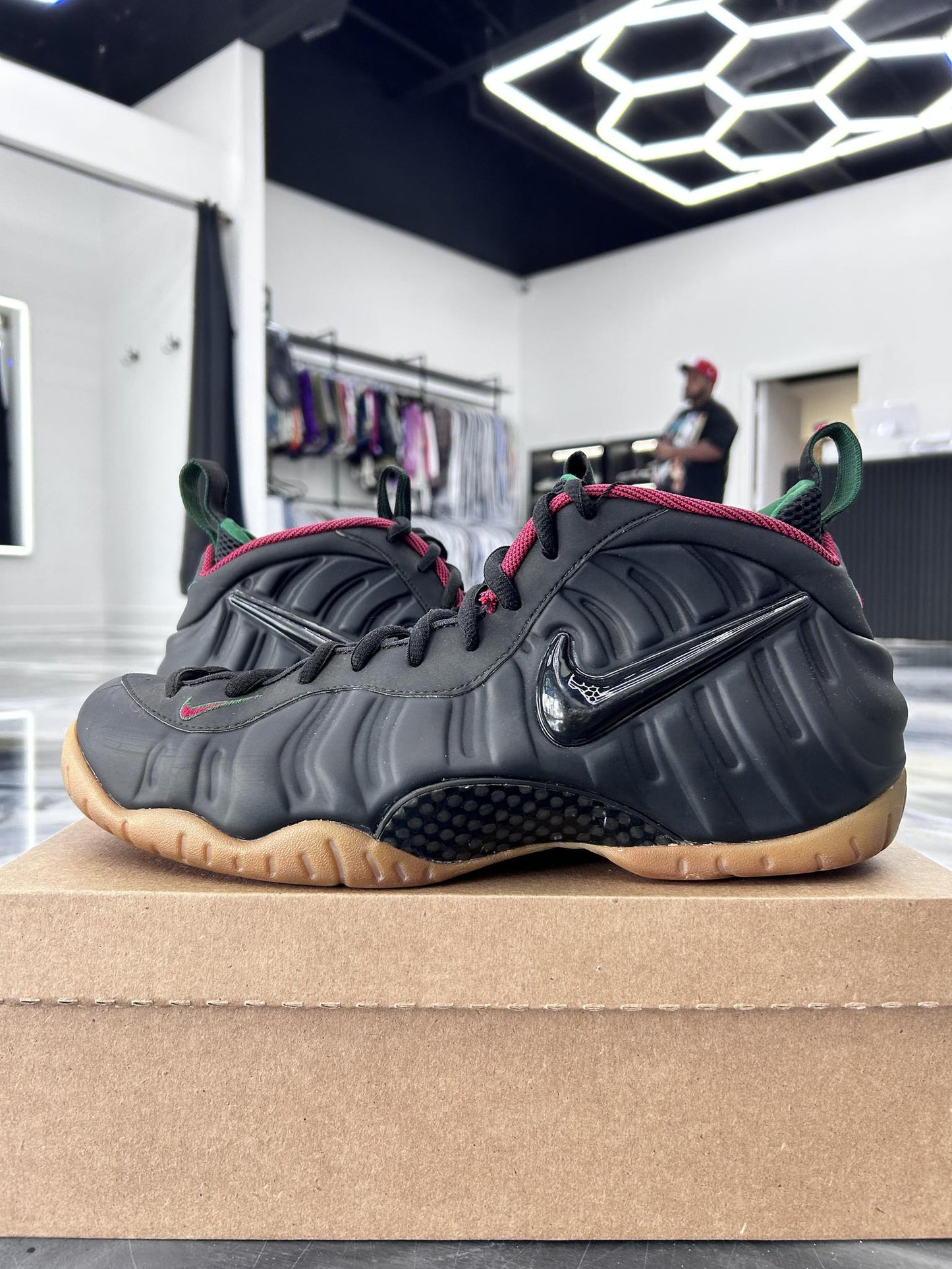 Nike Air Foamposite "Black Red Green" Used Size 14