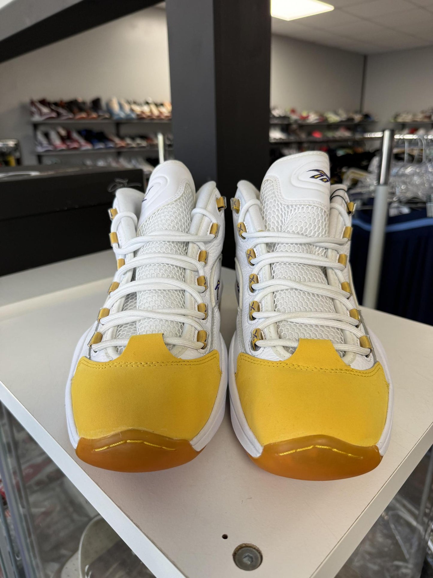 Reebok Question Mid "Yellow Toe" Used Size 11