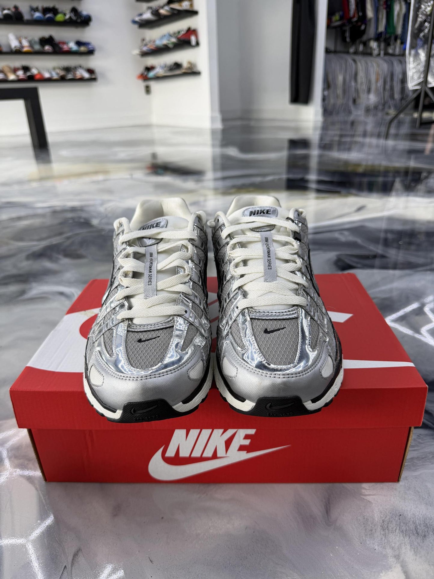 Nike P-6000 Metallic Silver Used Size 11