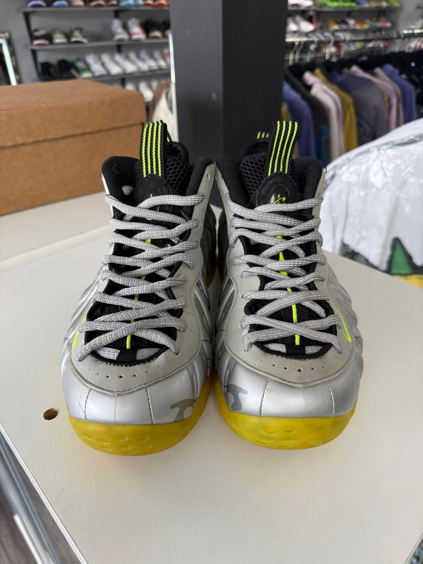 Nike Foamposite "Silver Volt Camo" Used Size 9