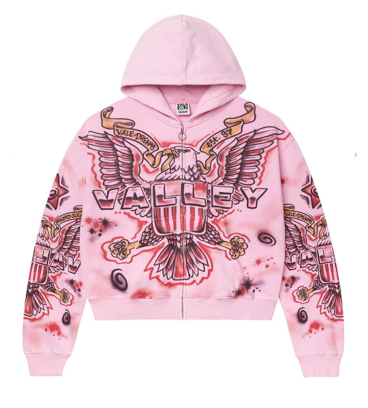 Vale Eagle Flag Zip Up Hoodie "Pink"