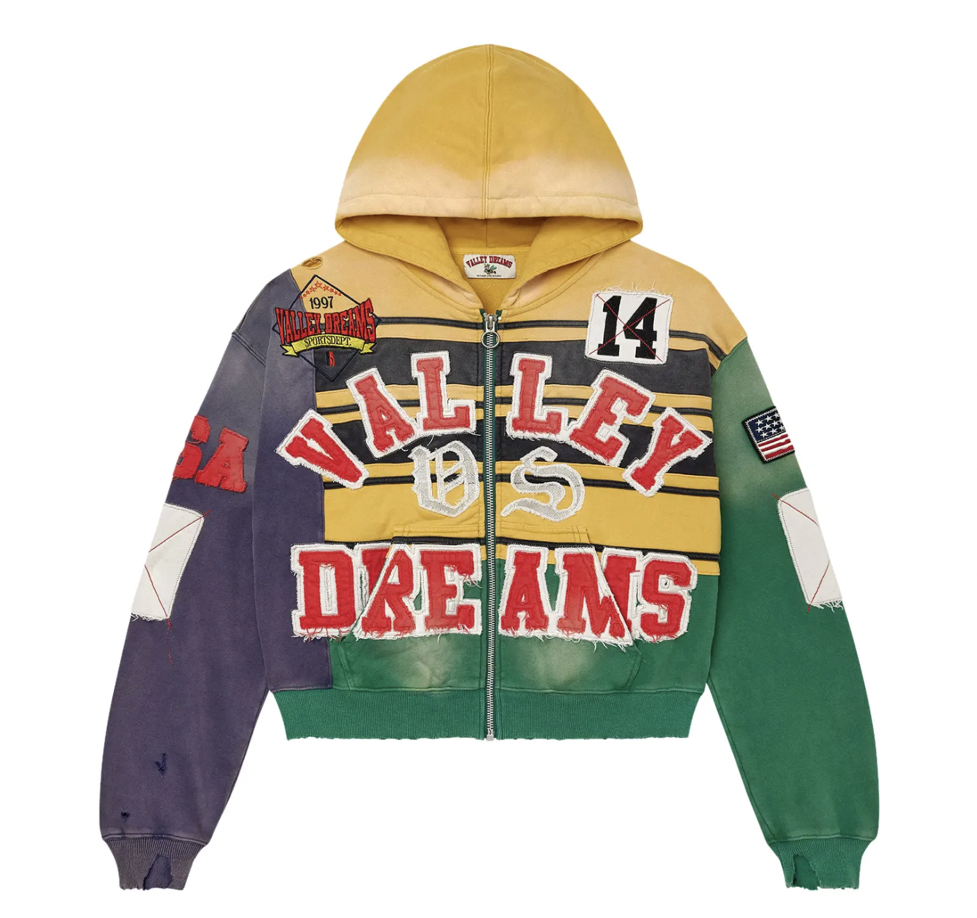 Vale Mardi Gras Zip Up Jacket "Yellow/Green"