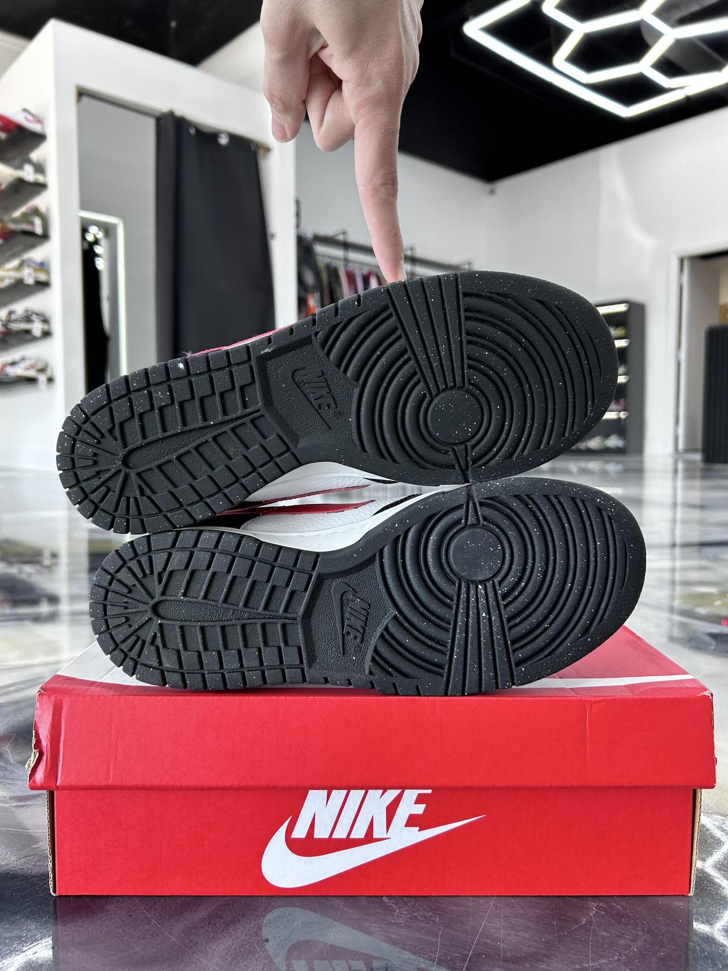 Nike Dunk Low "Black White Red" Used Size 8.5