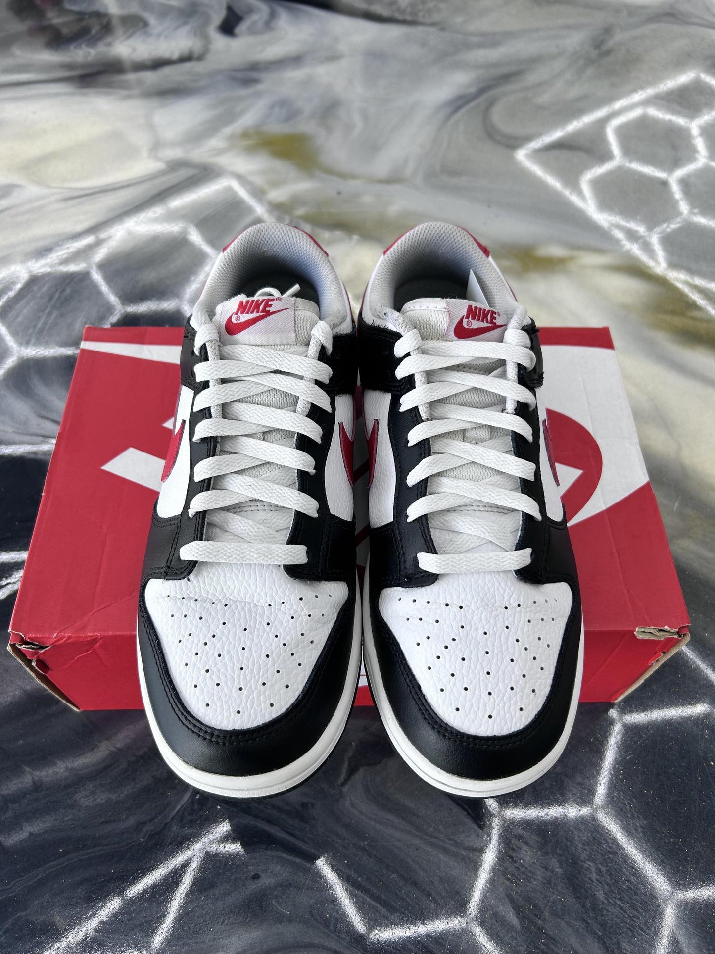 Nike Dunk Low "Black White Red" Used Size 8.5