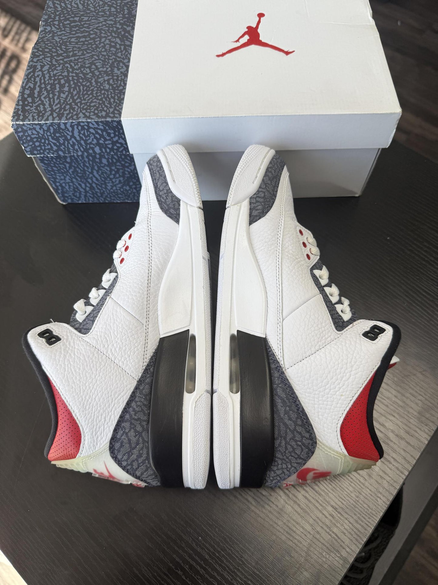 Jordan 3 "Denim Fire Red" Used Size 10.5