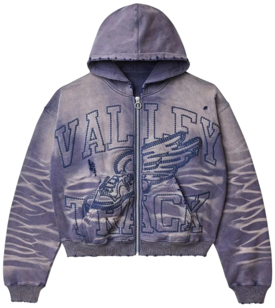 Vale Track Sports Zip Up Hoodie "Navy"