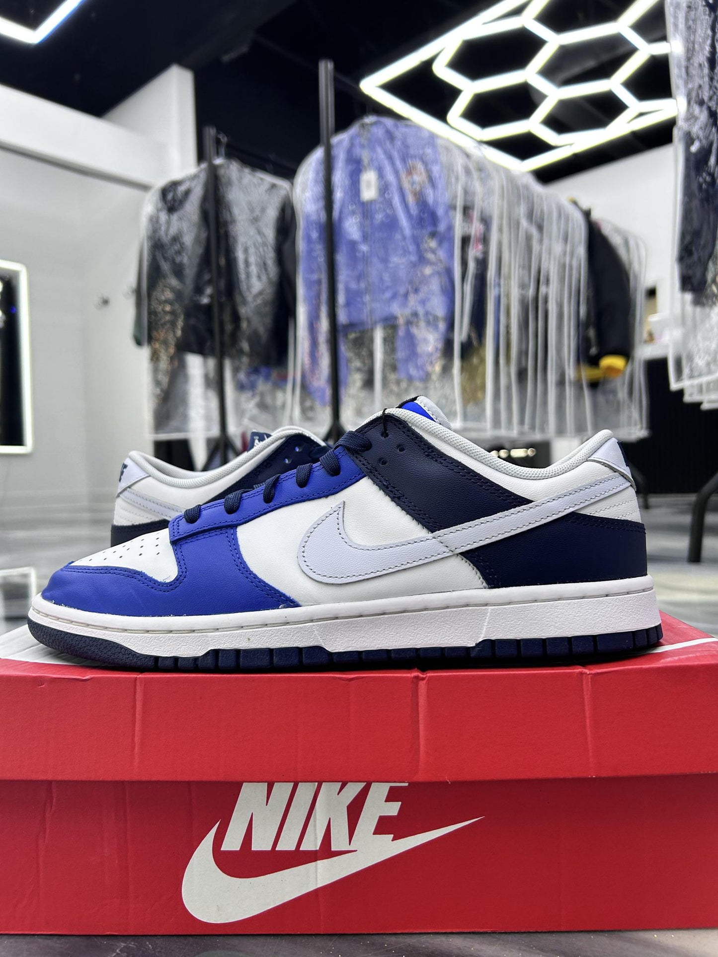 Dunk Low "White Game Royal" Used Size 10.5