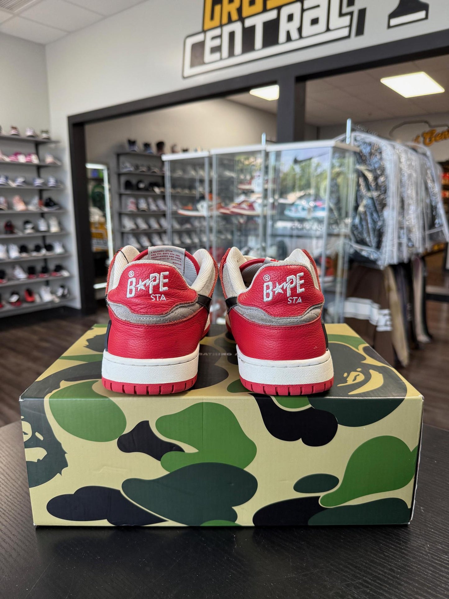 A Bathing Ape Bape Sk8 "Red Grey" Used Size 13