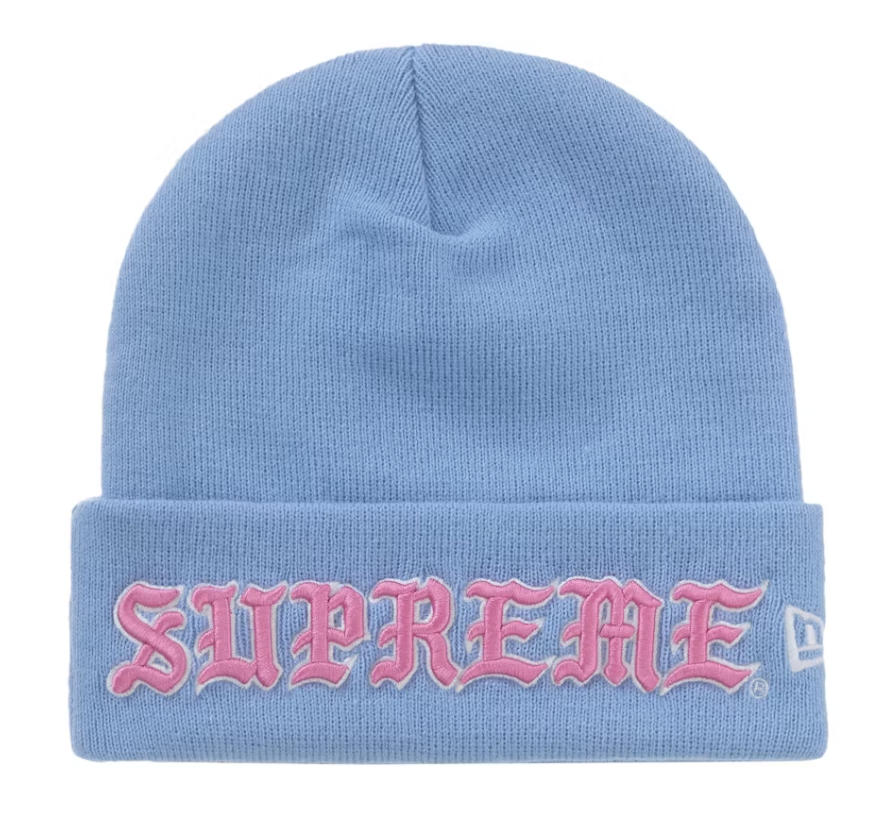 Supreme x New Era Old English Beanie "Light Blue"