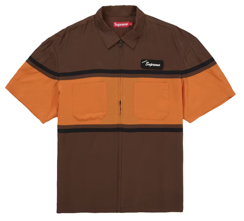Supreme Silk Zip Up Tee "Brown/Orange"