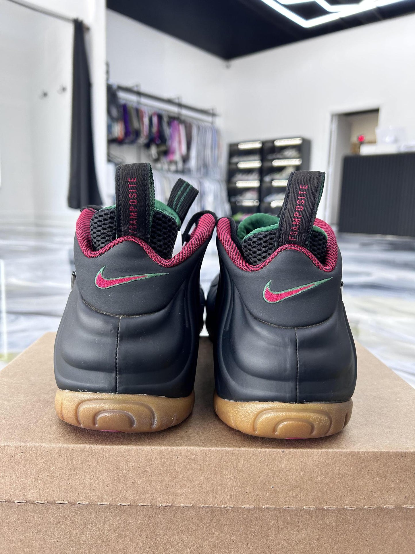 Nike Air Foamposite "Black Red Green" Used Size 14