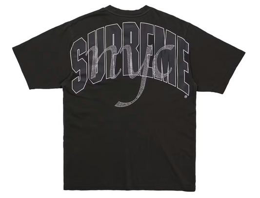 Supreme Rhinestone Script Tee "Black"