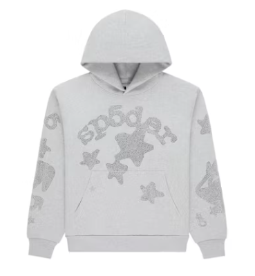 Sp5der Rhinestone Hoodie "Grey"