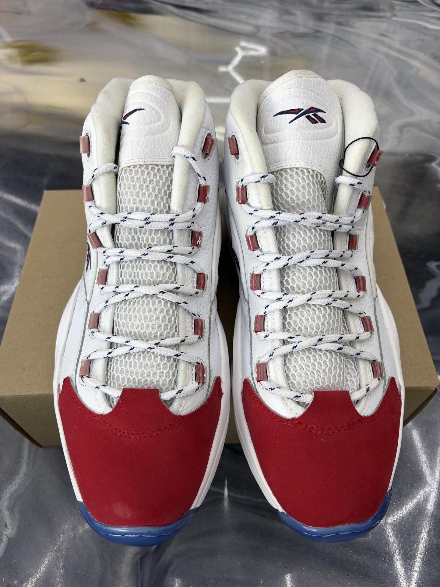 Reebok Question Mid "Red Toe" Used Size 14