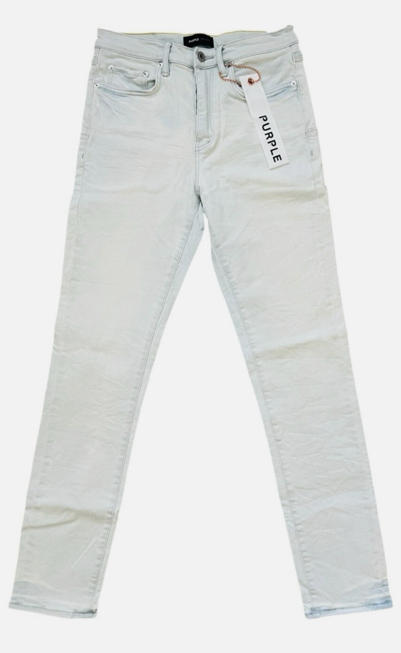 Purple Denim Jeans Slim Straight Mid Rise "Blue"