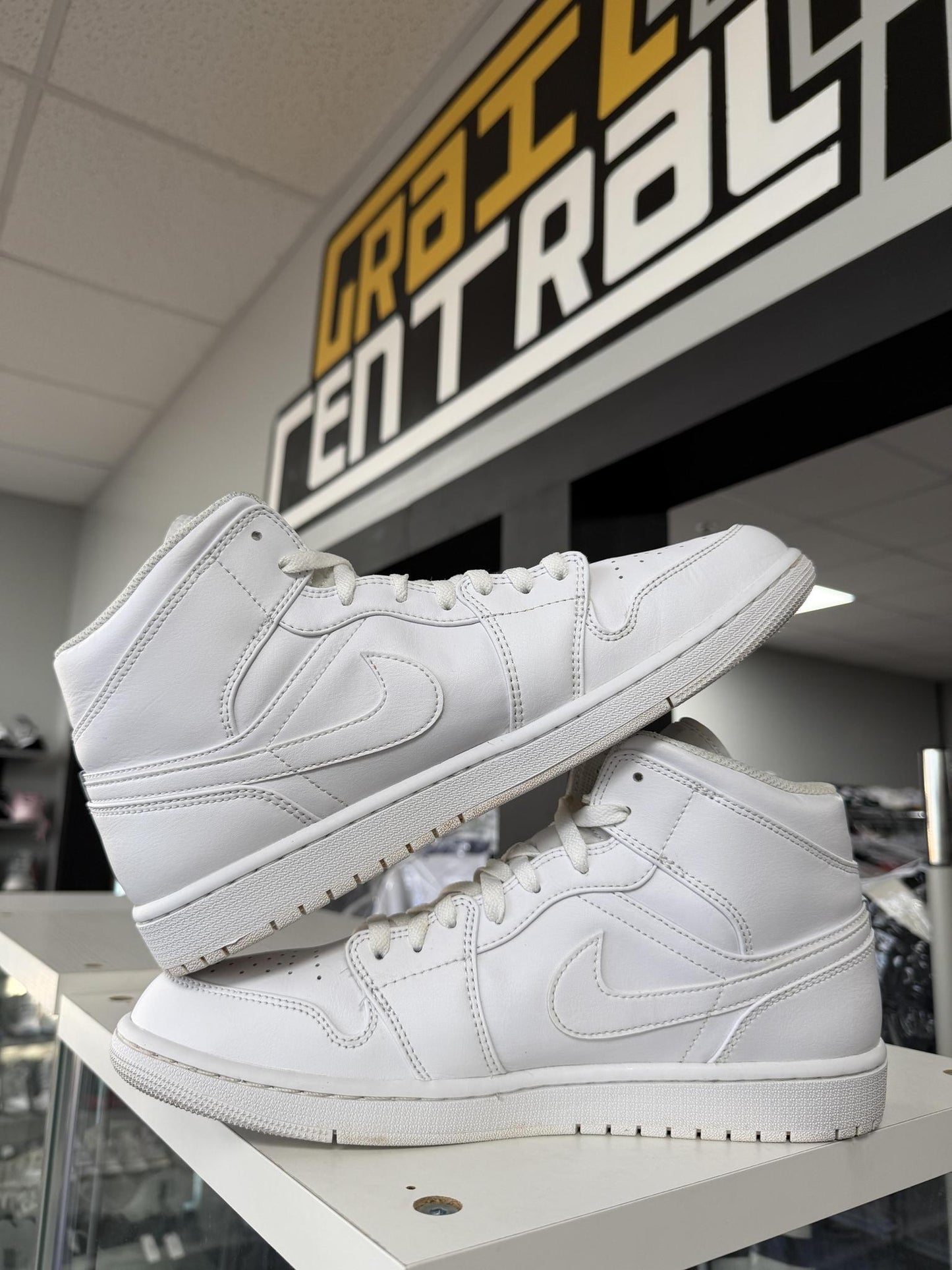 Jordan 1 Mid "Triple White" Used Size 12