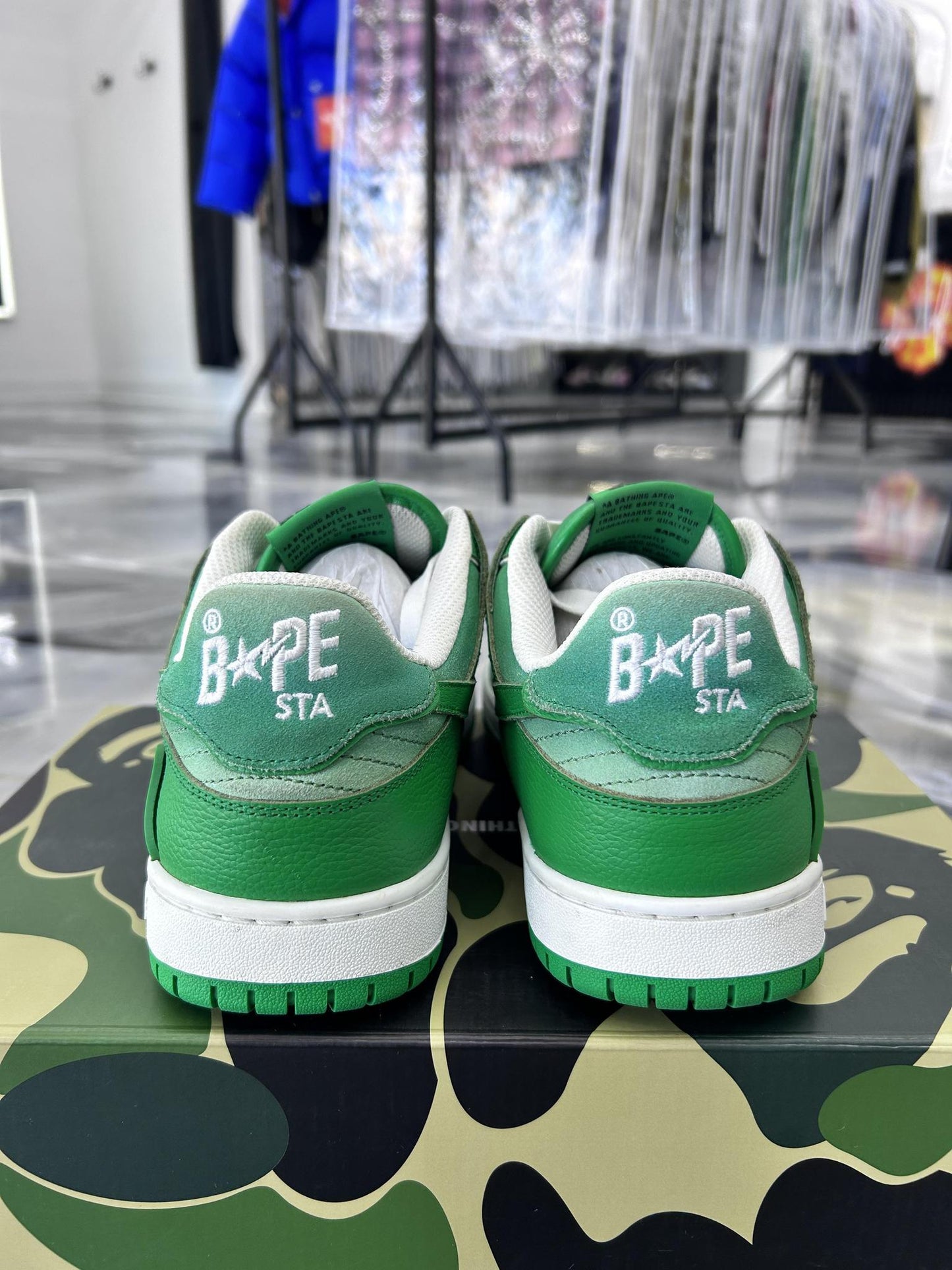 Bape SK8 "Green/White" Used Size 10
