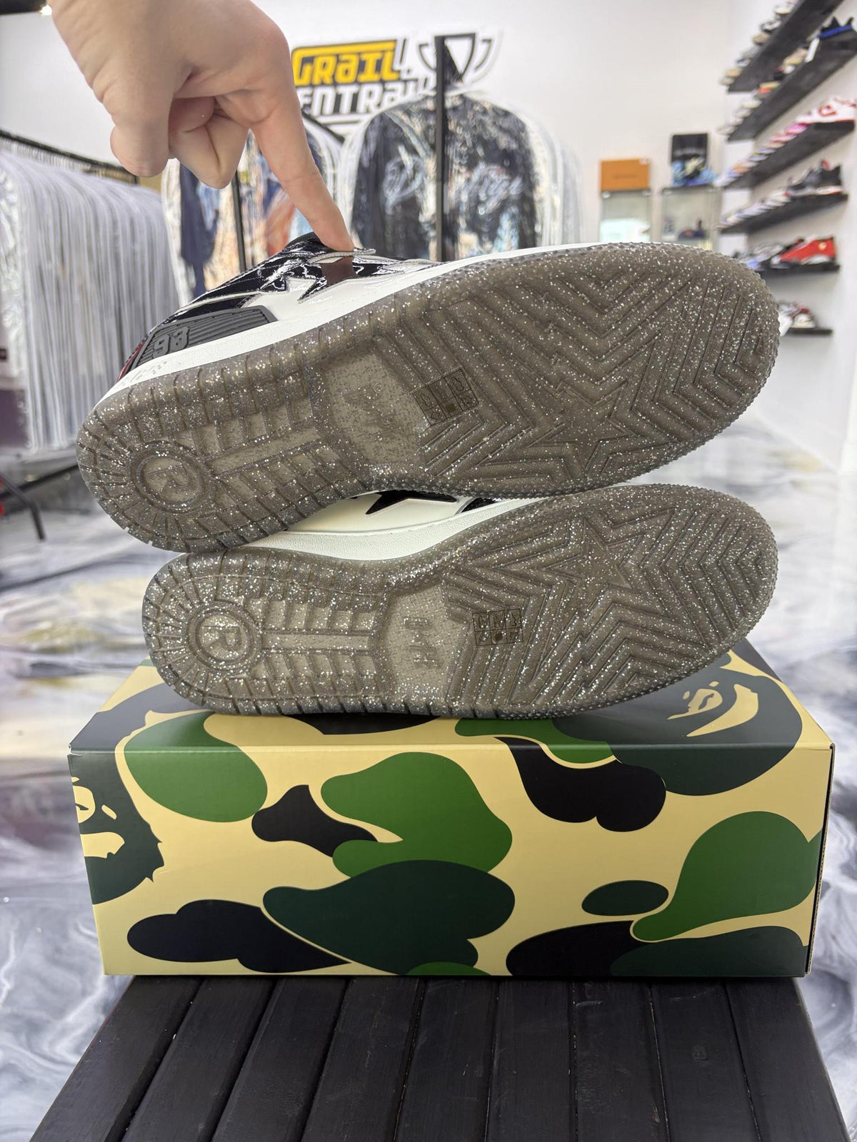 Bape Sta SK8 "White Black Patent" Used Size 12