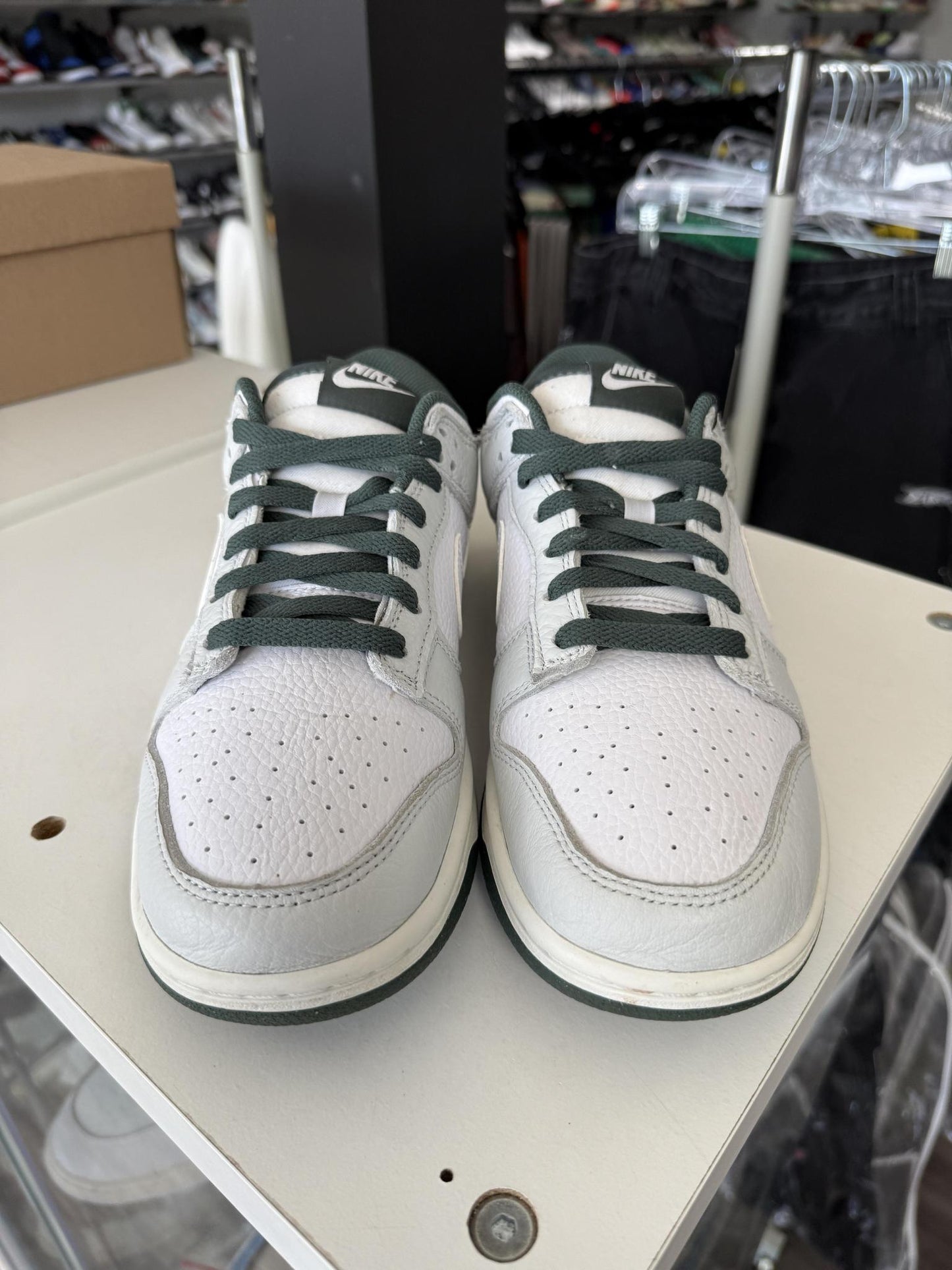 Nike Dunk Low "White Grey Green" Used Size 8.5