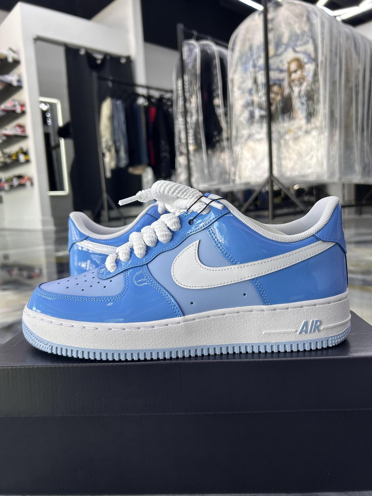 Nike Air Force 1 Low "Patent University Blue" Used Size 9.5